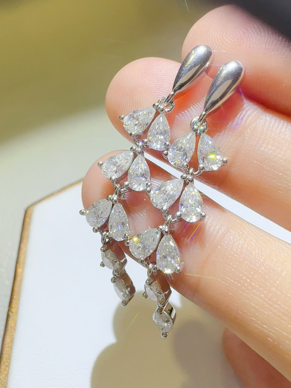 6 Carat Moissanite 925 Sterling Silver Bar Earrings.