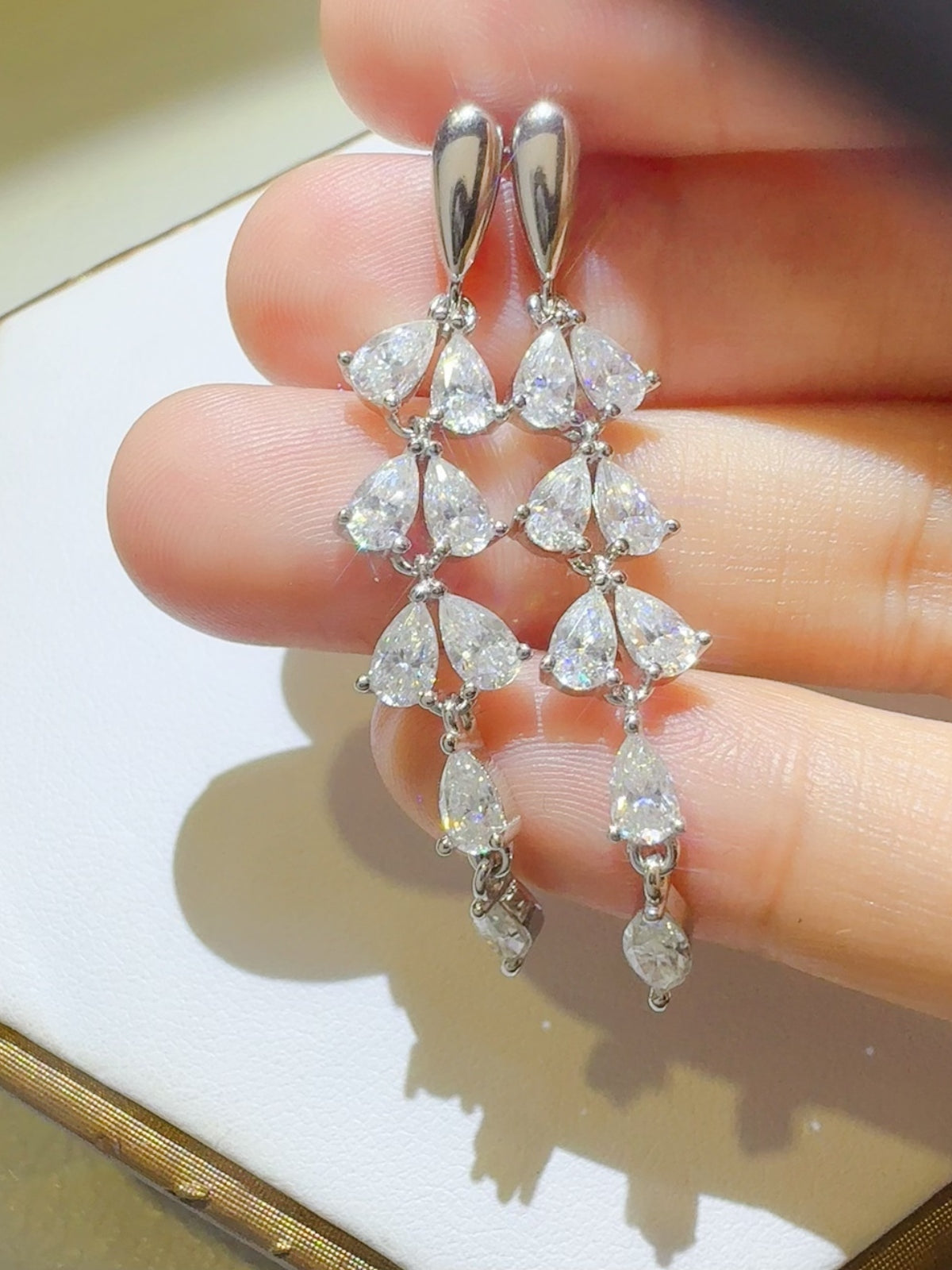 6 Carat Moissanite 925 Sterling Silver Bar Earrings.