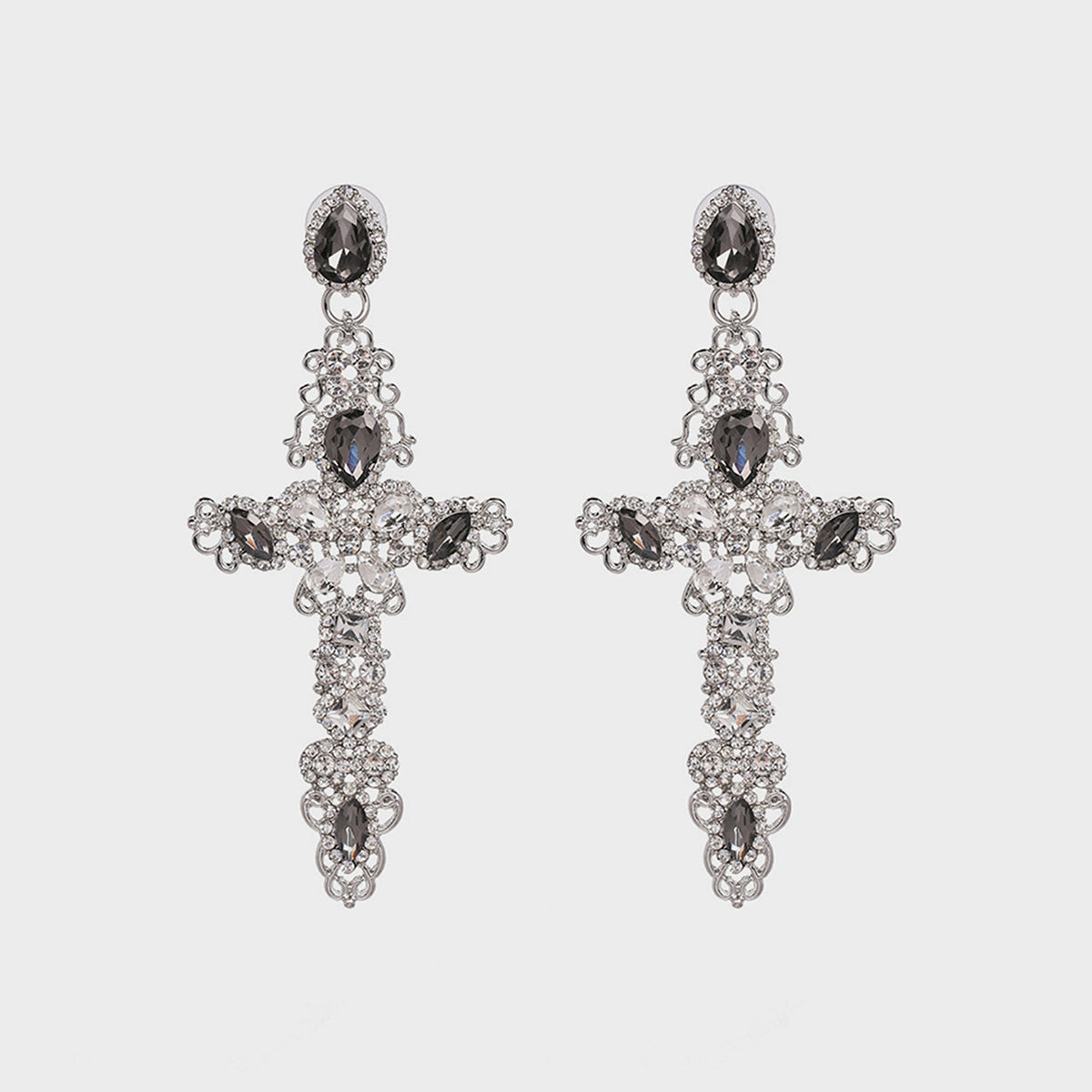 Rhinestone Alloy Cross Earrings.