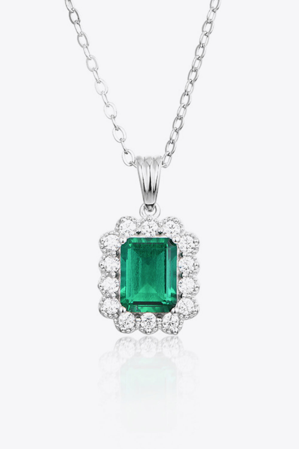 1.5 Carat Lab-Grown Emerald Pendant 925 Sterling Silver Necklace.