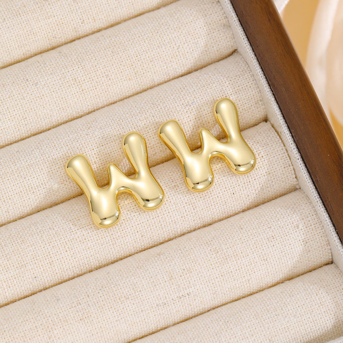 18K Gold-Plated Bubble Letter Stud Earrings.
