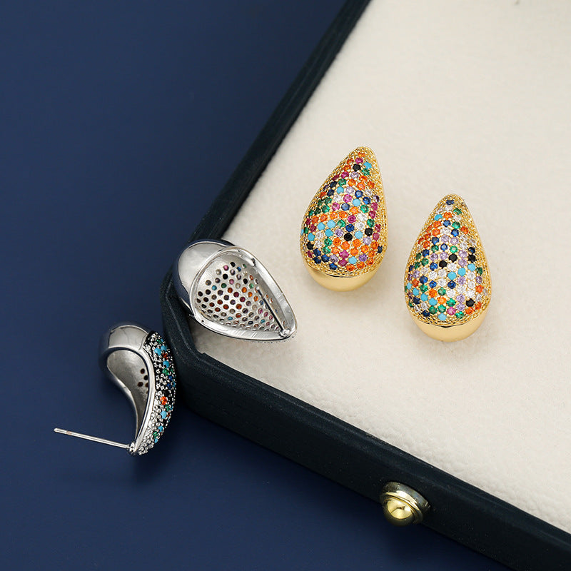 18K Gold-Plated Zircon Teardrop Earring.