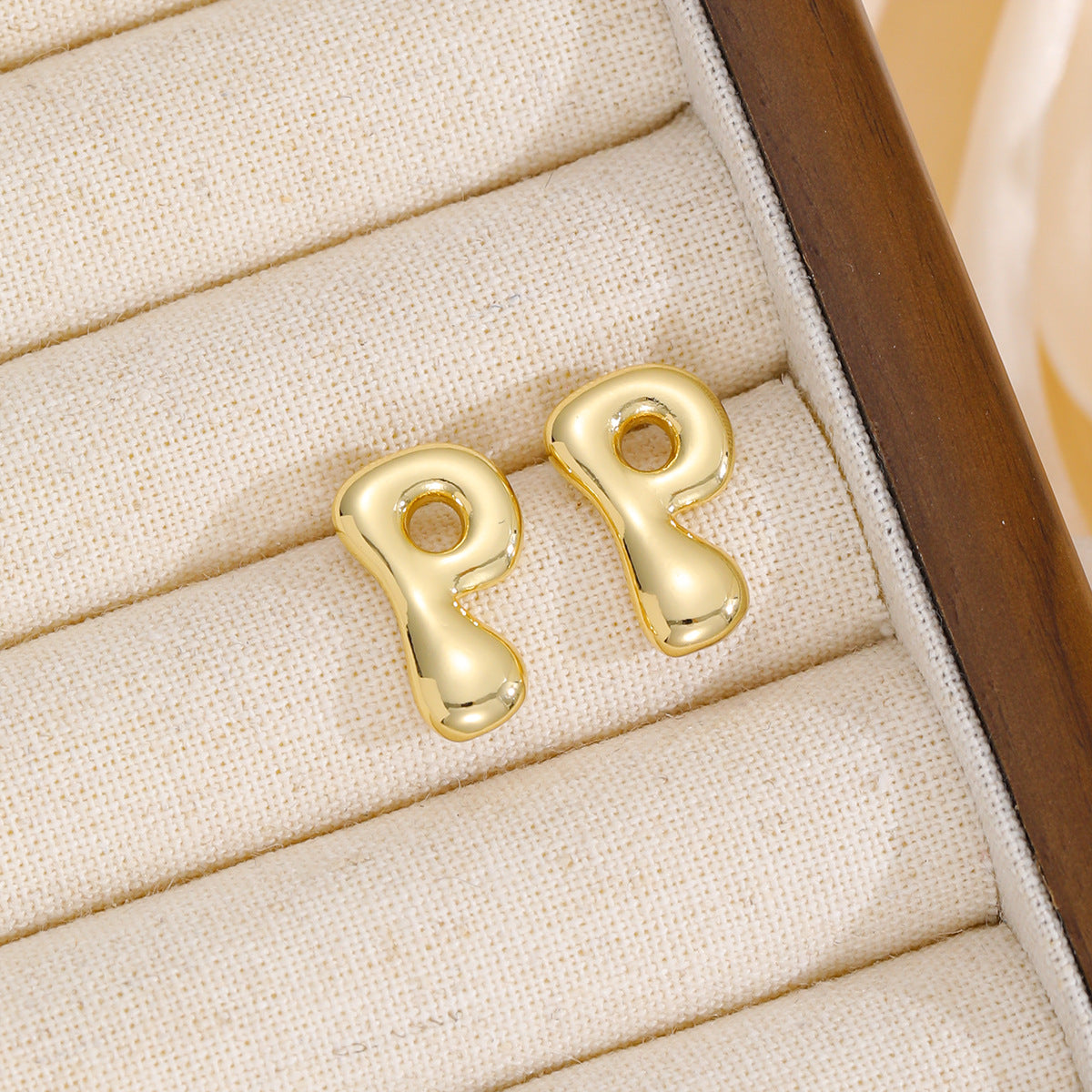 18K Gold-Plated Bubble Letter Stud Earrings.