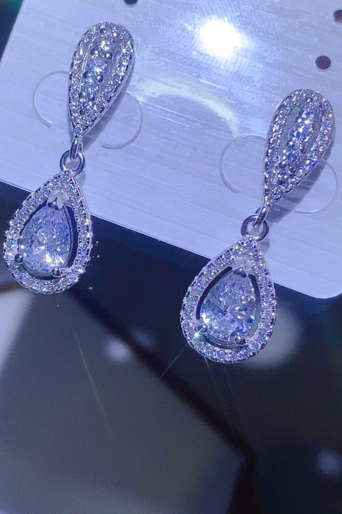 2 Carat Moissanite 925 Sterling Silver Teardrop Earrings.