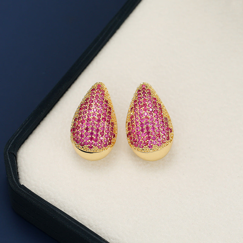 18K Gold-Plated Zircon Teardrop Earring.