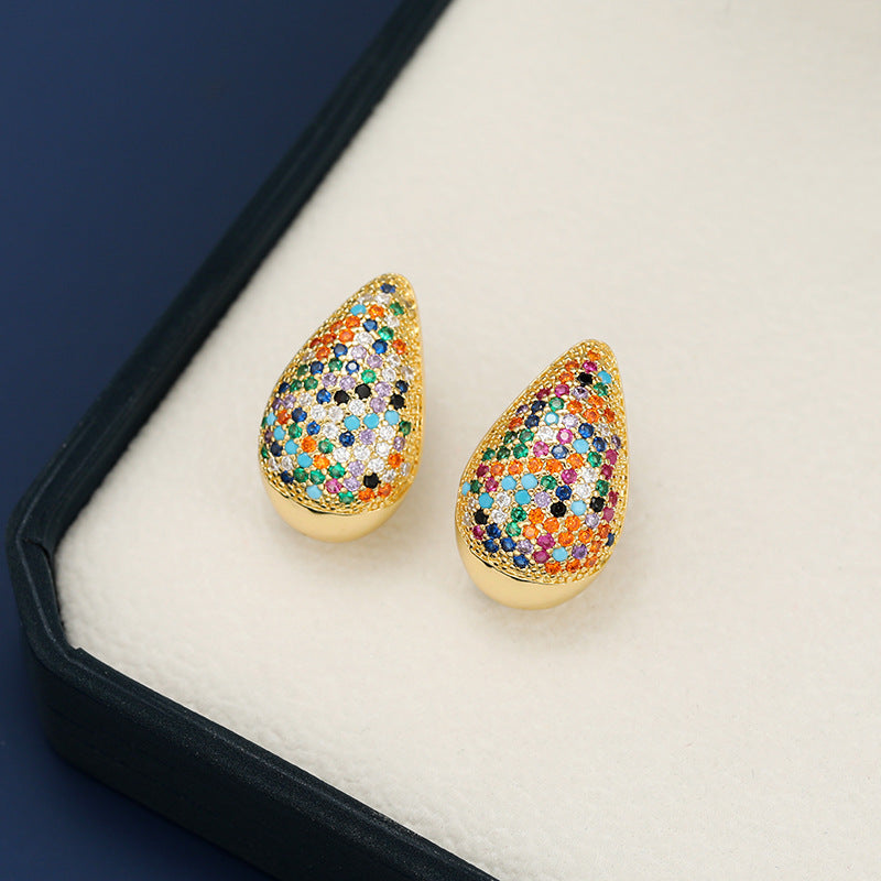 18K Gold-Plated Zircon Teardrop Earring.