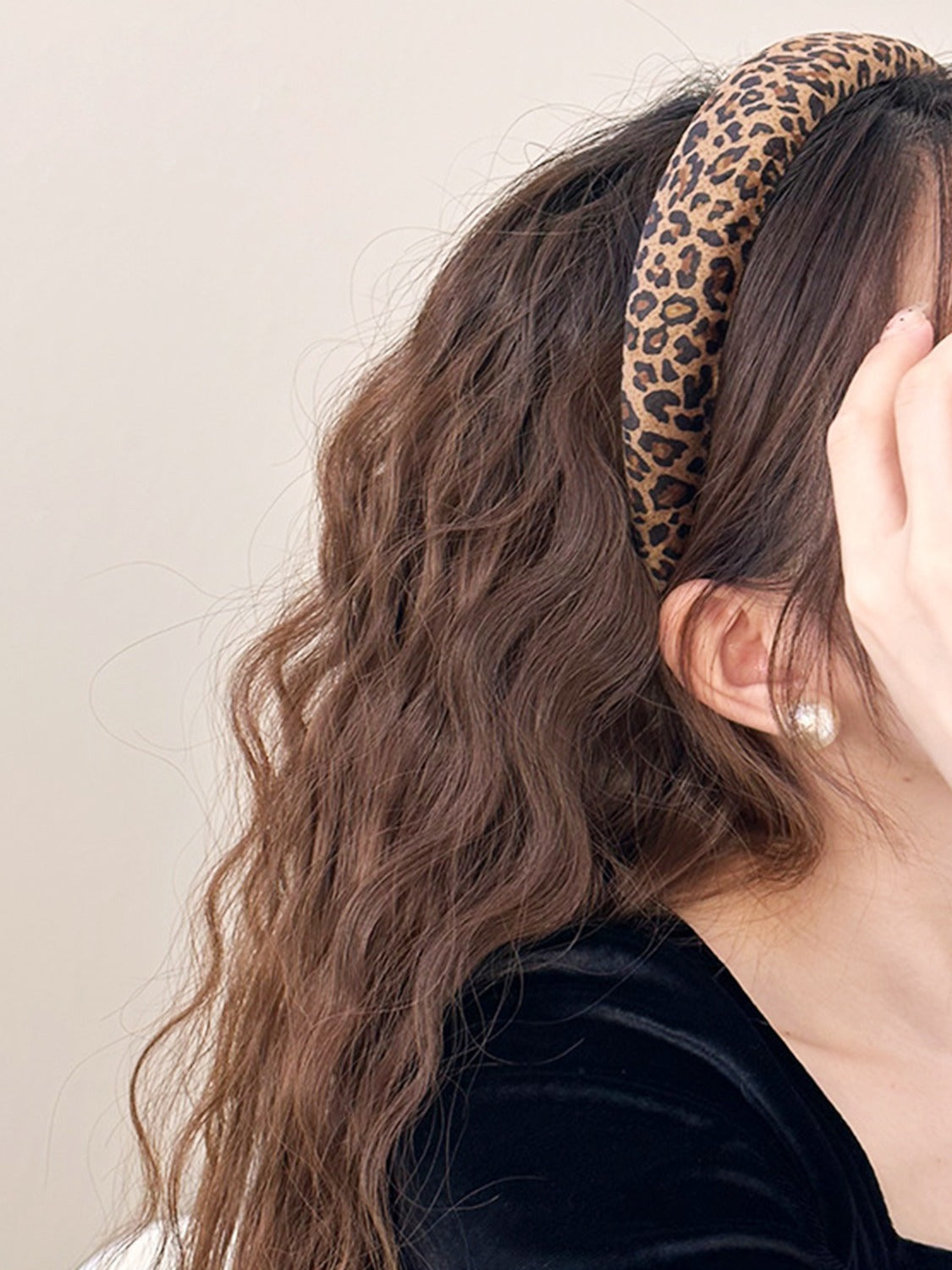 Leopard Polyester Wide Headband.