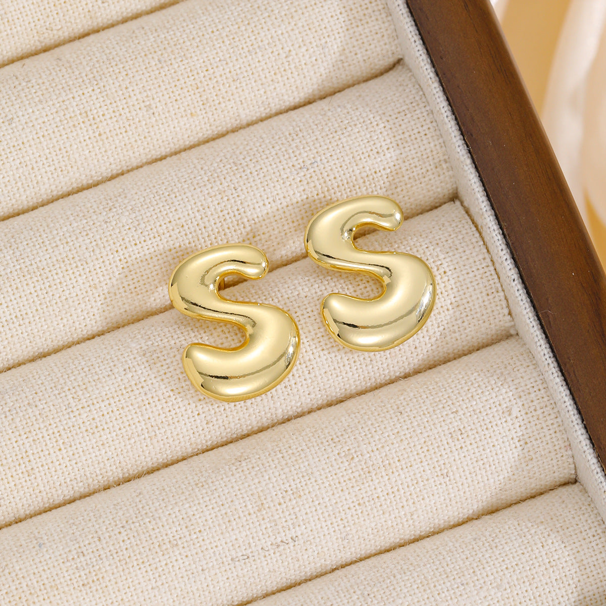 18K Gold-Plated Bubble Letter Stud Earrings.