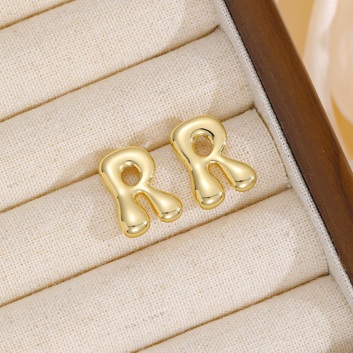 18K Gold-Plated Bubble Letter Stud Earrings.