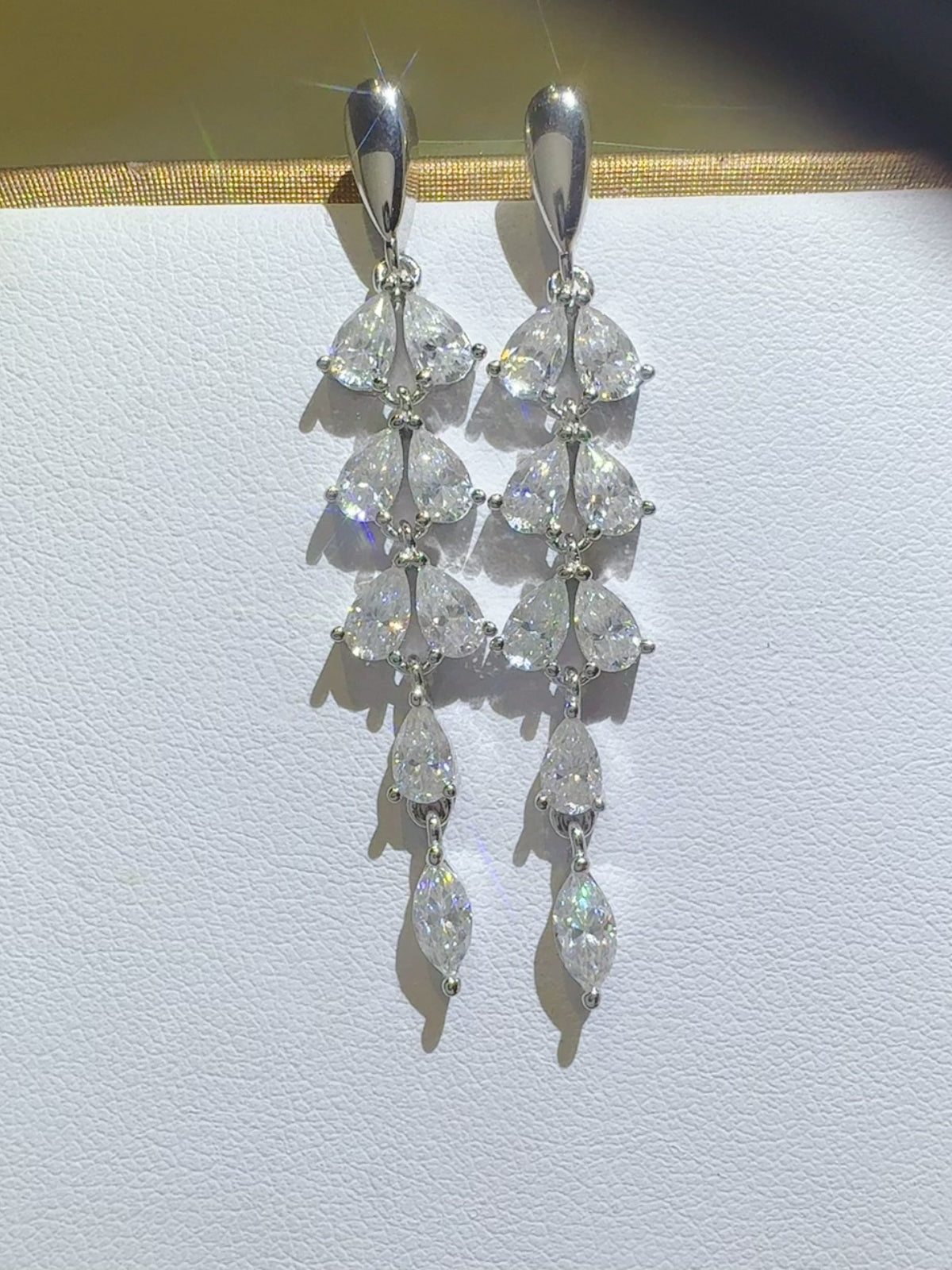 6 Carat Moissanite 925 Sterling Silver Bar Earrings.