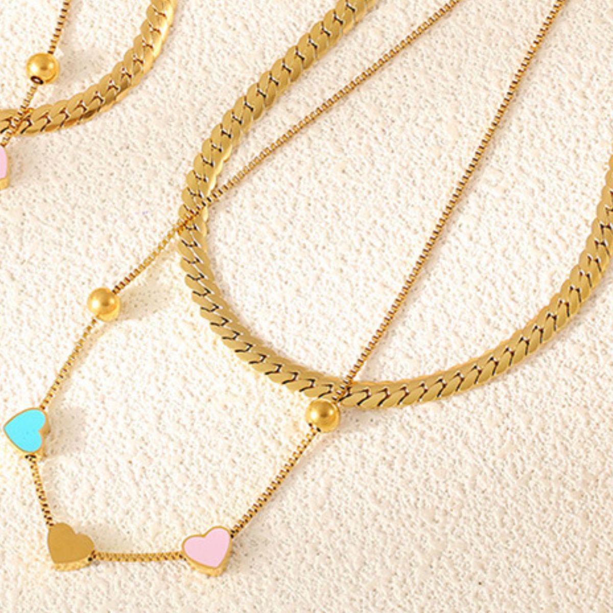 18K Gold-Plated Double Layered Heart Necklace.