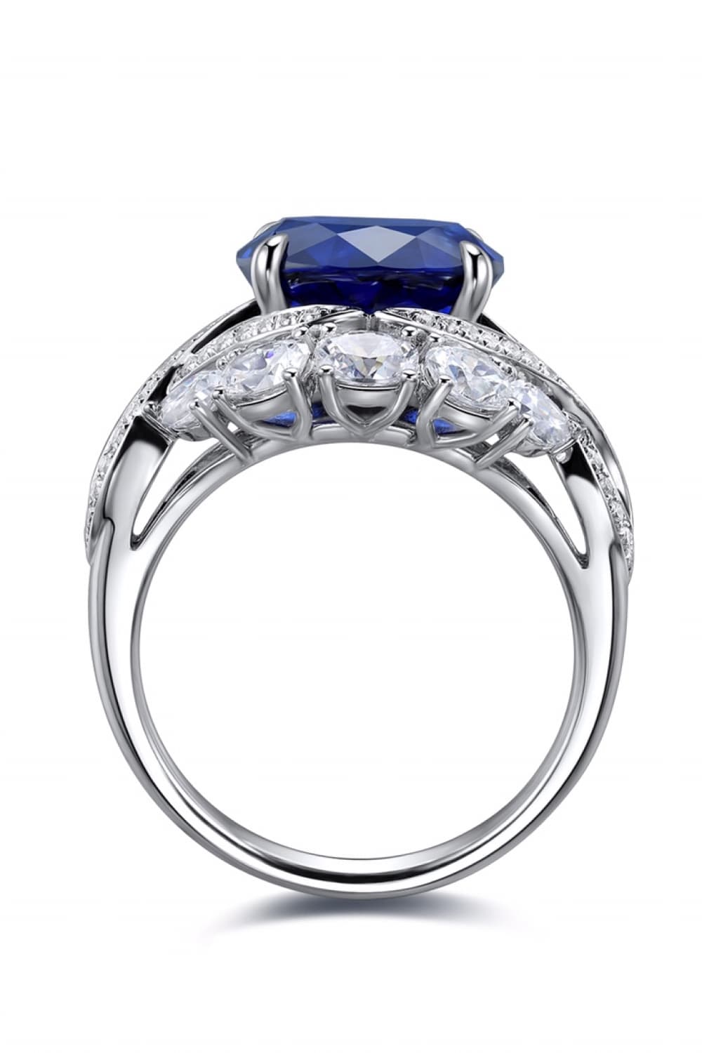 5 Carat Lab-Grown Sapphire Platinum-Plated Ring.