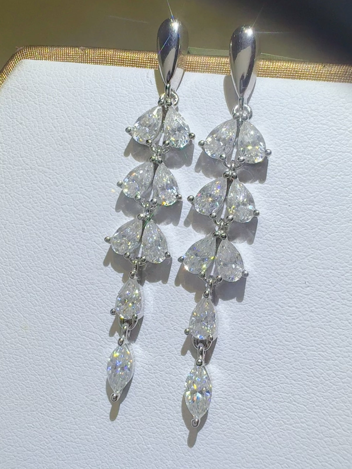 6 Carat Moissanite 925 Sterling Silver Bar Earrings.