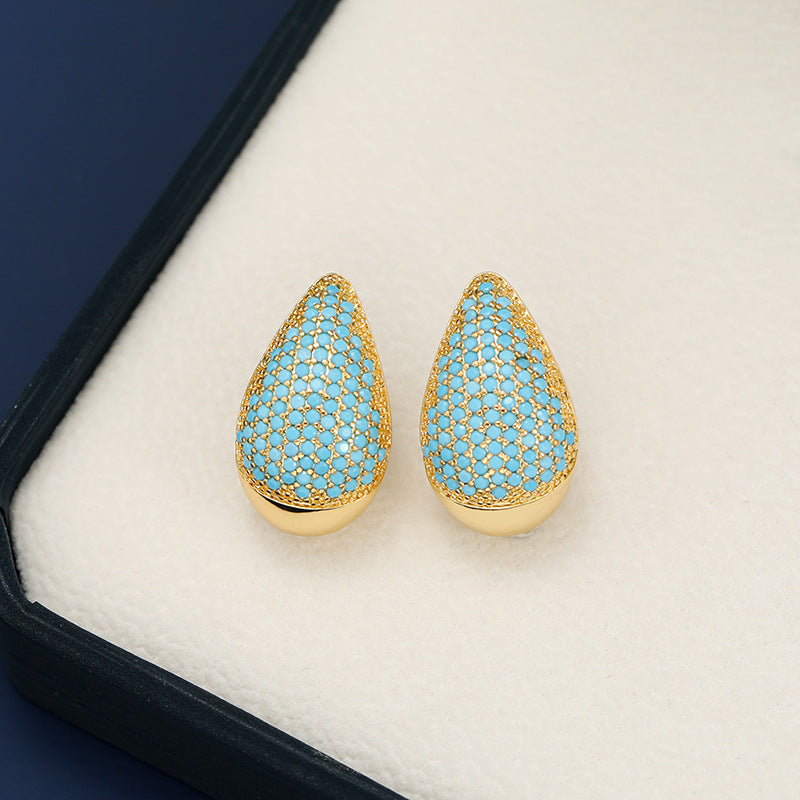 18K Gold-Plated Zircon Teardrop Earring.