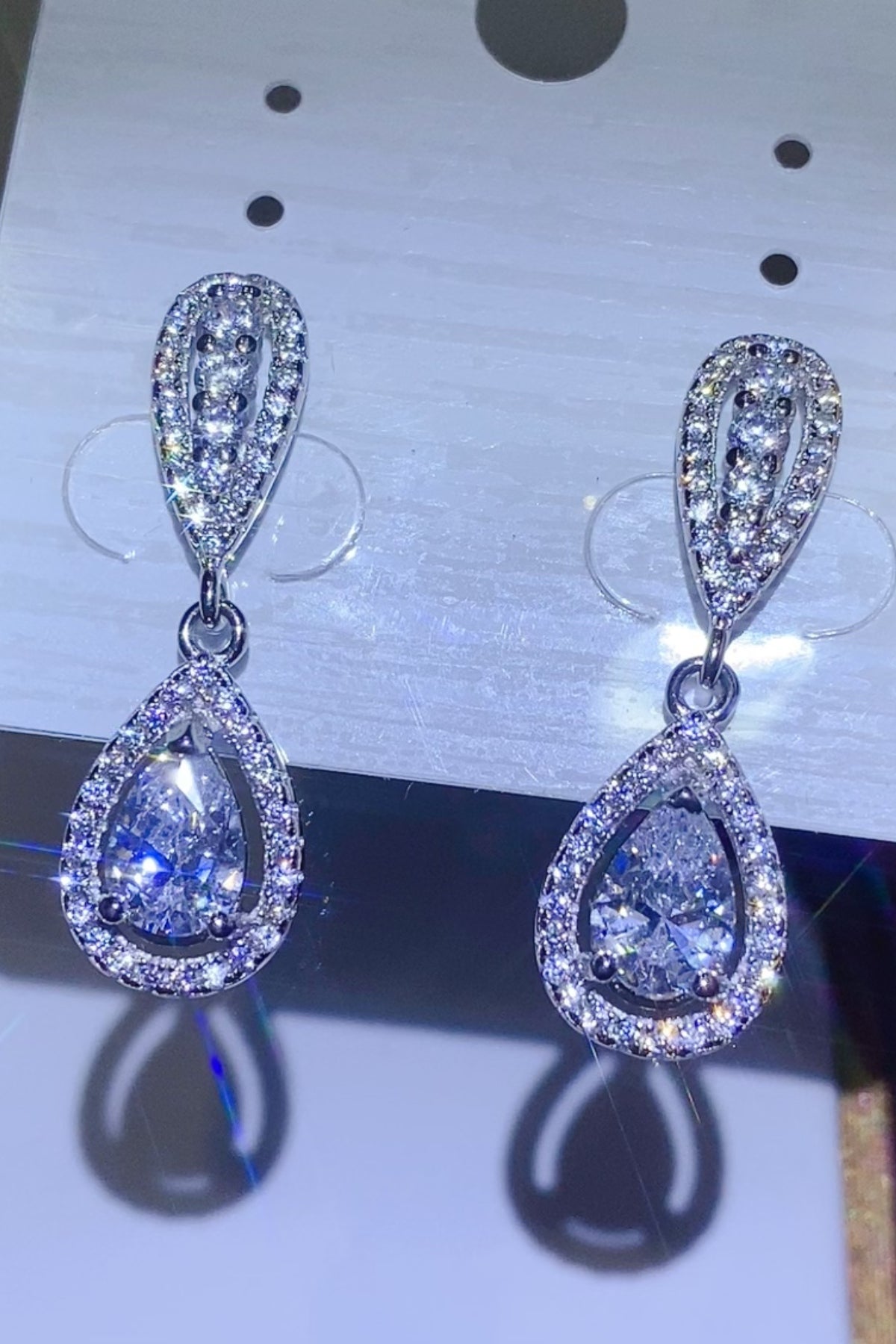 2 Carat Moissanite 925 Sterling Silver Teardrop Earrings.