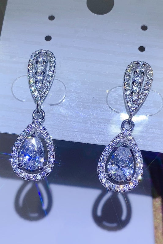 2 Carat Moissanite 925 Sterling Silver Teardrop Earrings.