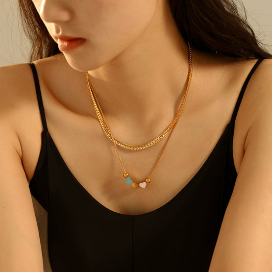 18K Gold-Plated Double Layered Heart Necklace.