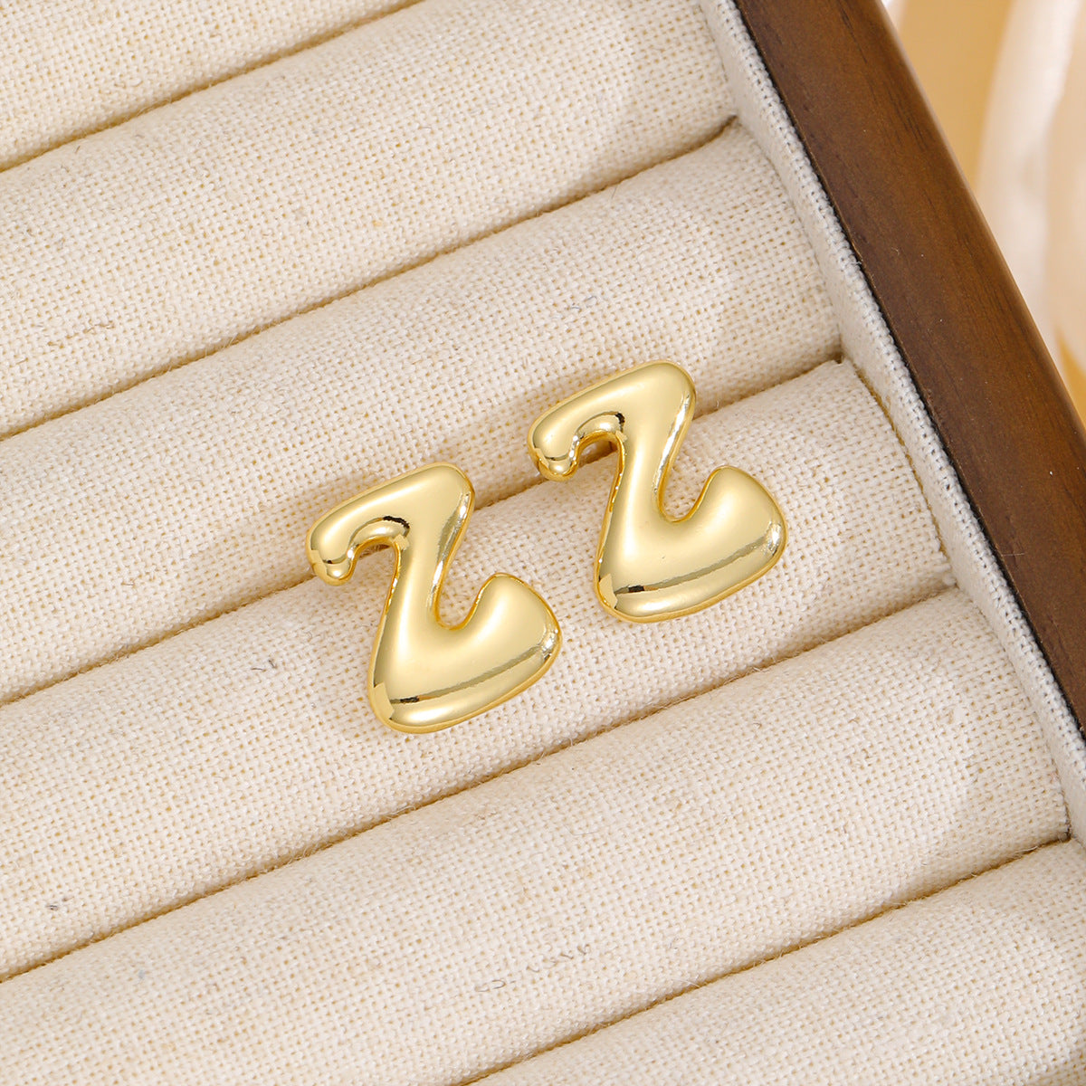 18K Gold-Plated Bubble Letter Stud Earrings.
