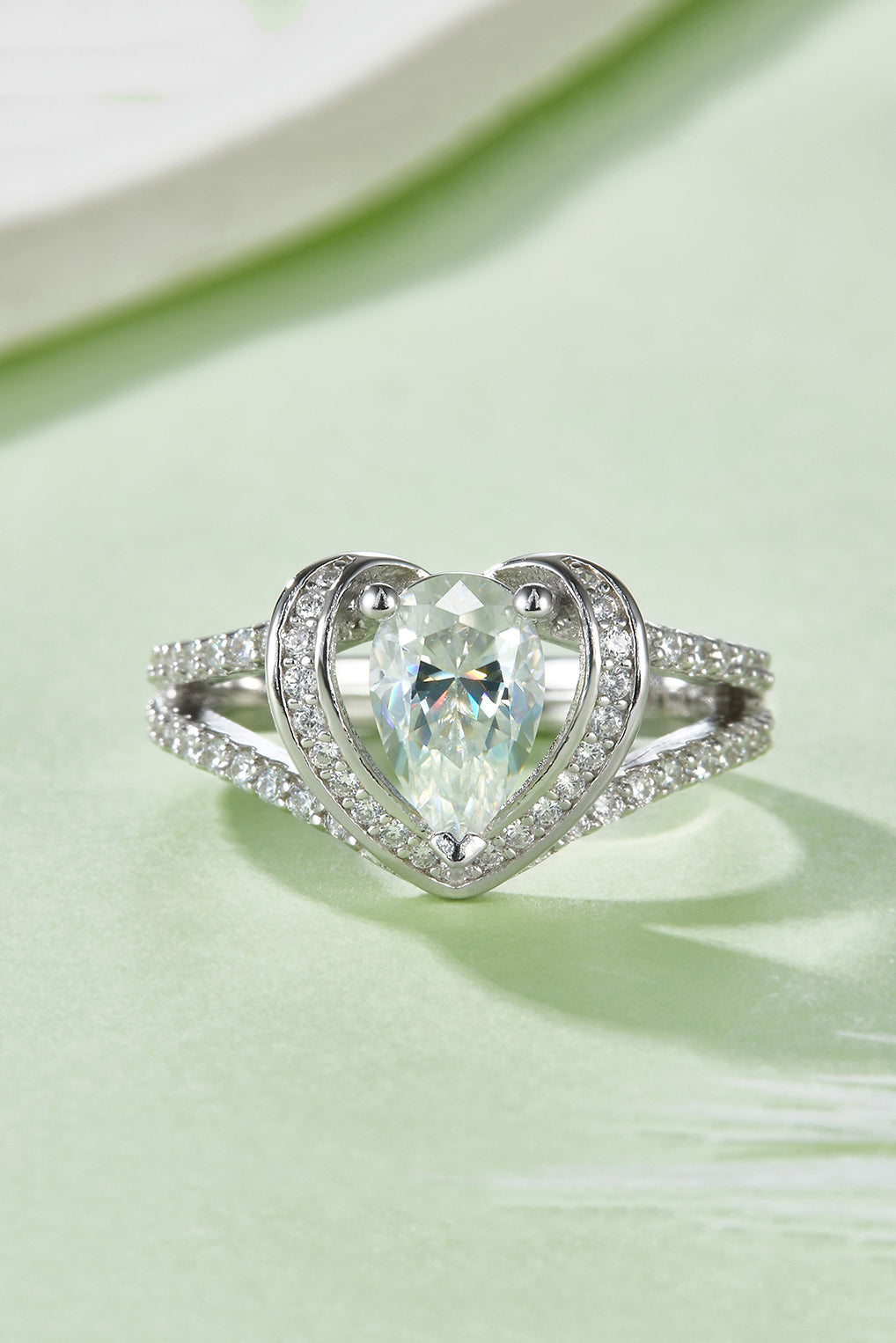 1 Carat Moissanite 925 Sterling Silver Heart Ring.