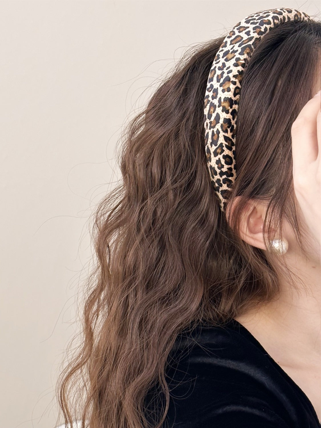 Leopard Polyester Wide Headband.