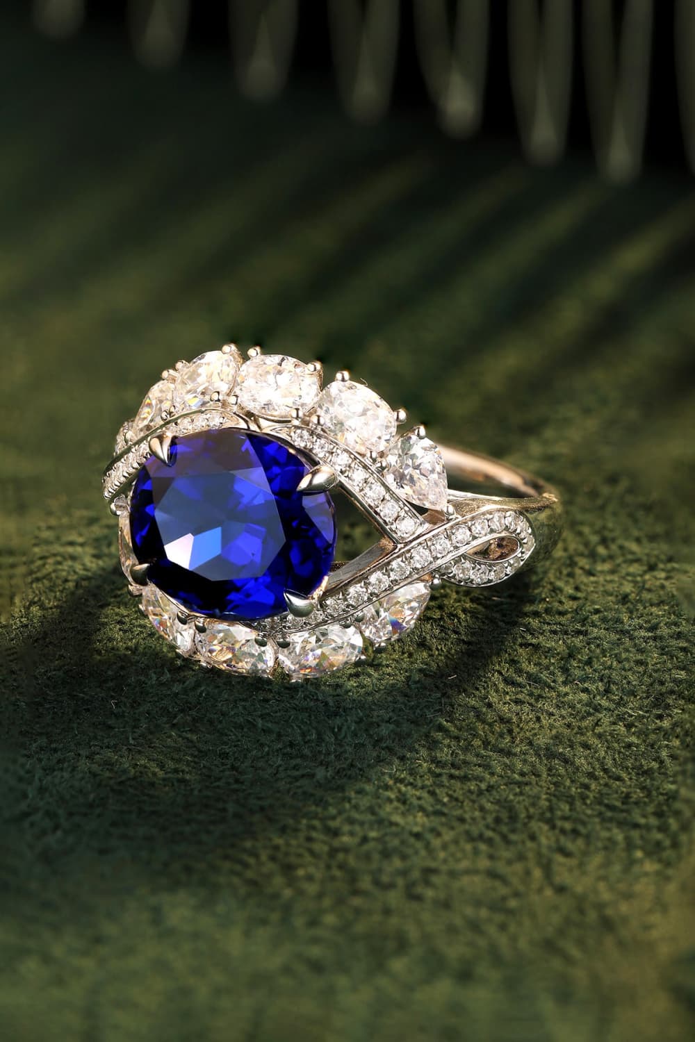 5 Carat Lab-Grown Sapphire Platinum-Plated Ring.