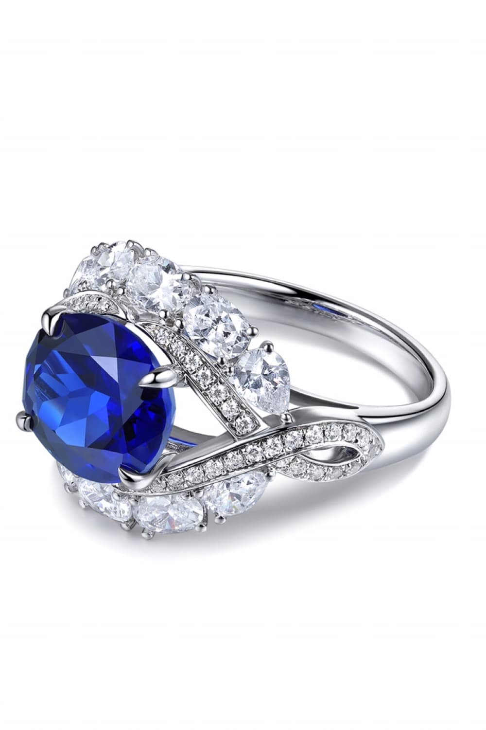 5 Carat Lab-Grown Sapphire Platinum-Plated Ring.