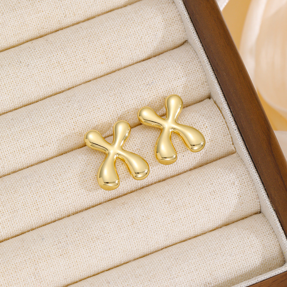18K Gold-Plated Bubble Letter Stud Earrings.